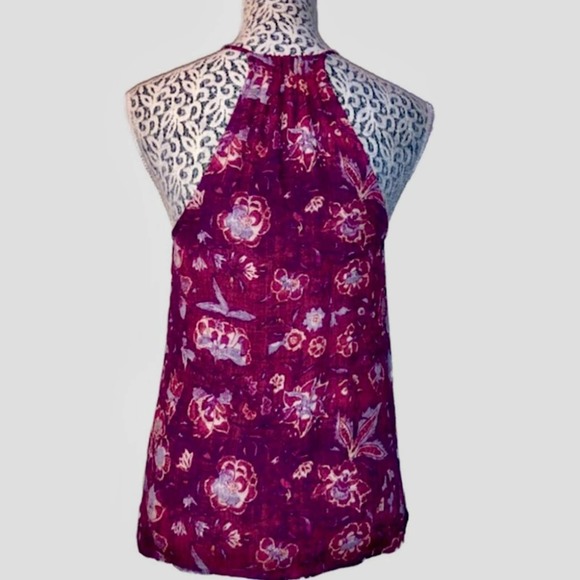 Lucky Brand Floral Print Sleeveless Halter Style Top Deep Fuchsia, NWOT- Size XS - Picture 4 of 6